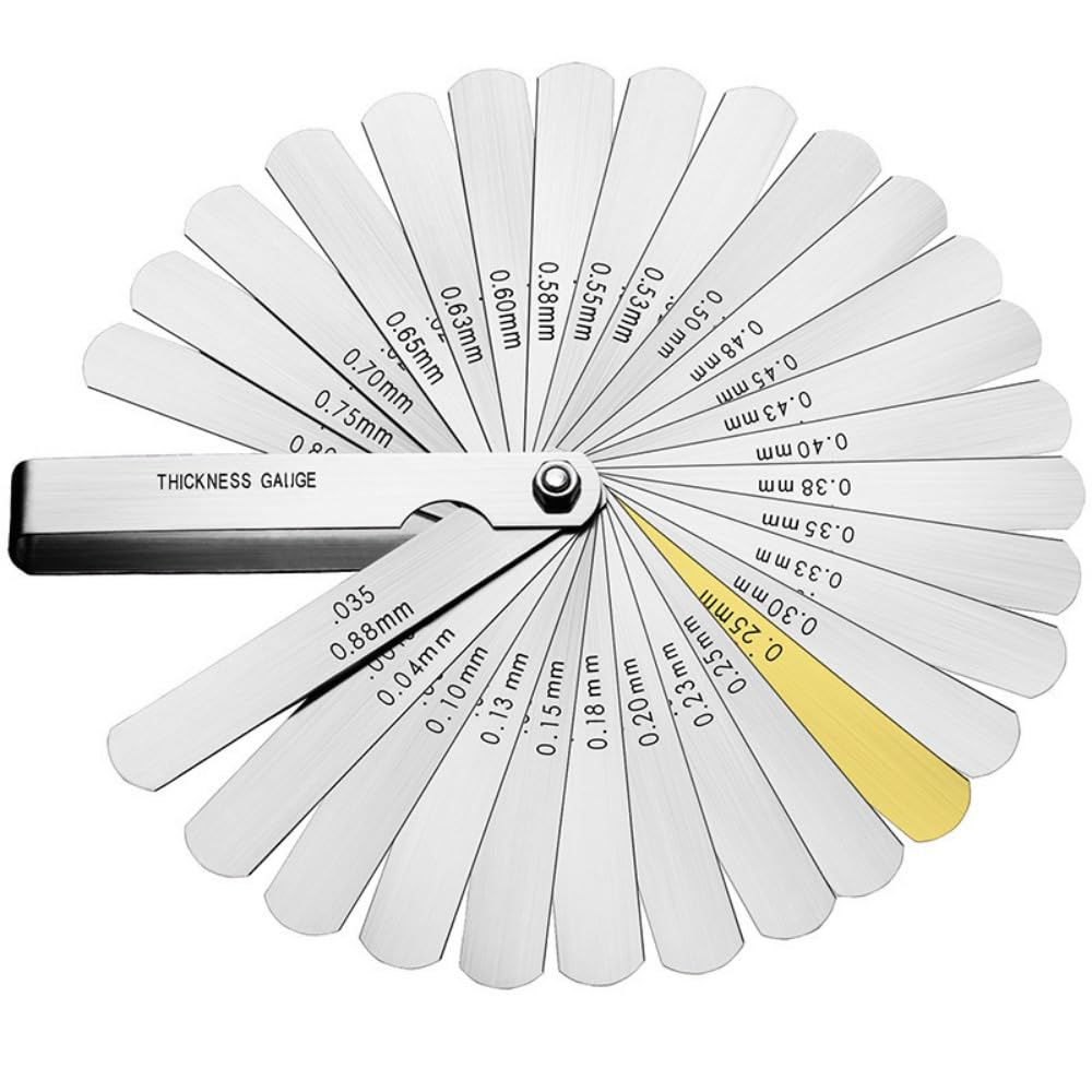 32 Blades Feeler Gauges for Valves 0.0015-0.035'' (0.04-0.88 mm) Dual Marked SAE and Metric Measuring Tool,Feeler Gauge Set Stainless Steel
