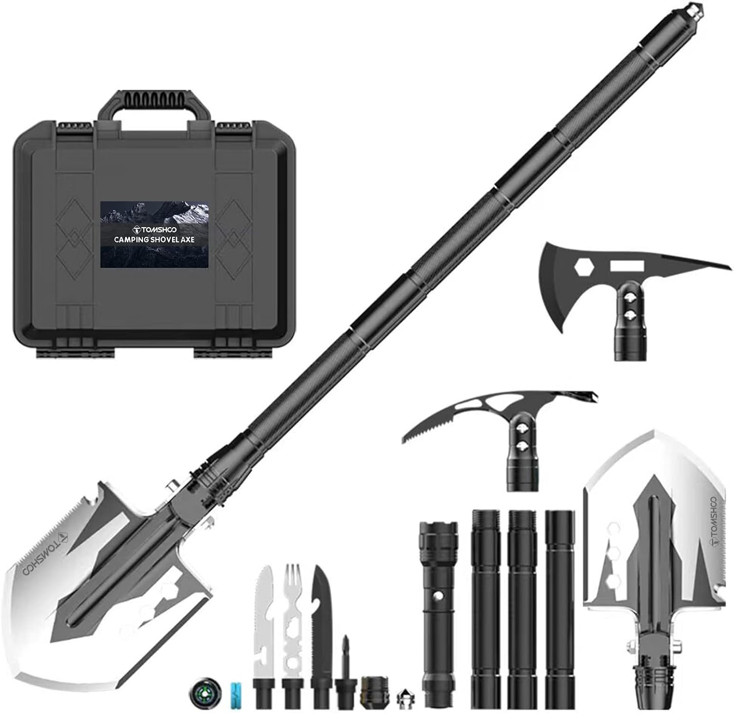 TOMSHOO Survival Shovel, Camping Shovel Axe Outdoor Shovel