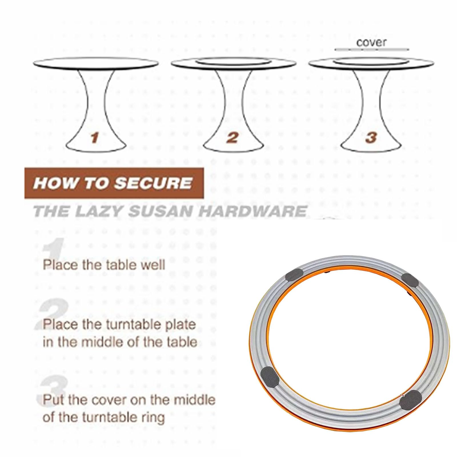 20" Plateau tournant en Alliage Avant, arrière en Plastique, Plateau tournant pour Table à Manger Heavy Duty Swivel 360° (Alloy Orange, 50cm/20in)