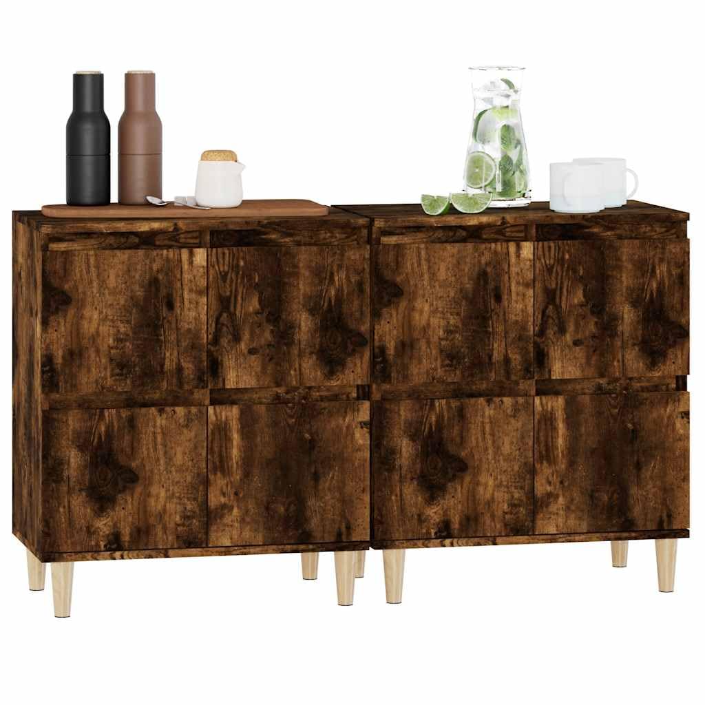 Générique 2-częściowy bufet wędzony dąb 60x35x70 cm drewno inżynieryjne, szafka do przechowywania z 4 przegródkami, klasyczny mebel w formie bufetu z miejscem na wyświetlacz, łatwy do czyszczenia