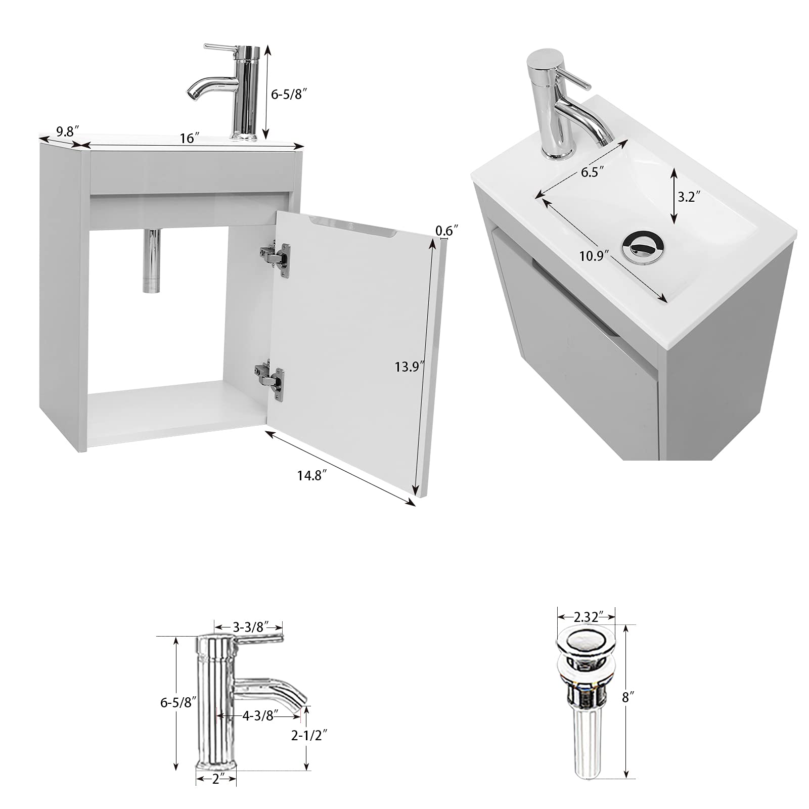 Buy Bathroom Vanity Wall Mounted,Small Bathroom Vanity with Ceramic