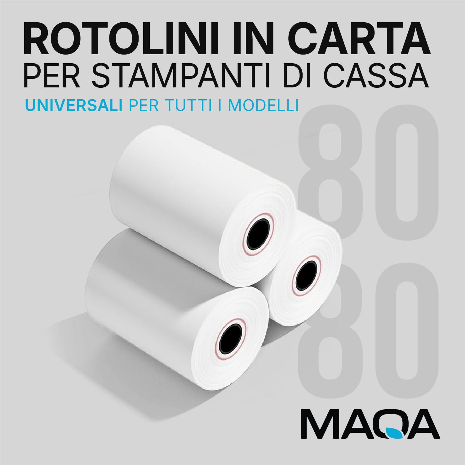24 rollos de caja de 80 x 80 mm térmicos – Paquete de: 8 rollos de recibo térmico 80 x 80 mm para registrador e impresoras caja – Papel térmico de alta calidad, impresión nítida, compatibilidad