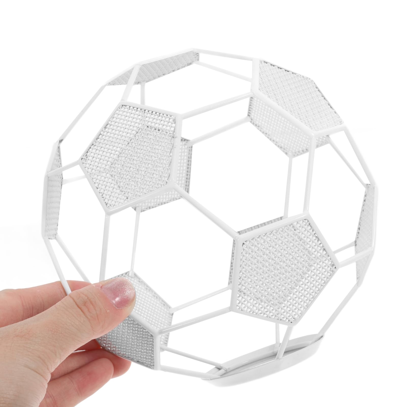 Holibanna Football Lamp Shade 5.71In Industrial Metal Cage Pendant Light Cover Hollow-Out Soccer Shape Lamp Shade for Indoor Living Room Bar - Image 3