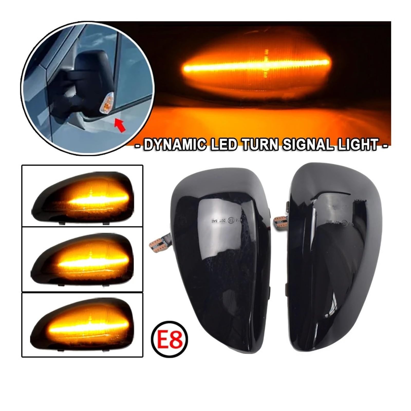 Giro Indicadoras para Vauxhall/para Opel para Movano 2010-2021 En Adelante Lente Luz Intermitente del Espejo Retrovisor del Automóvil luz Intermitentes