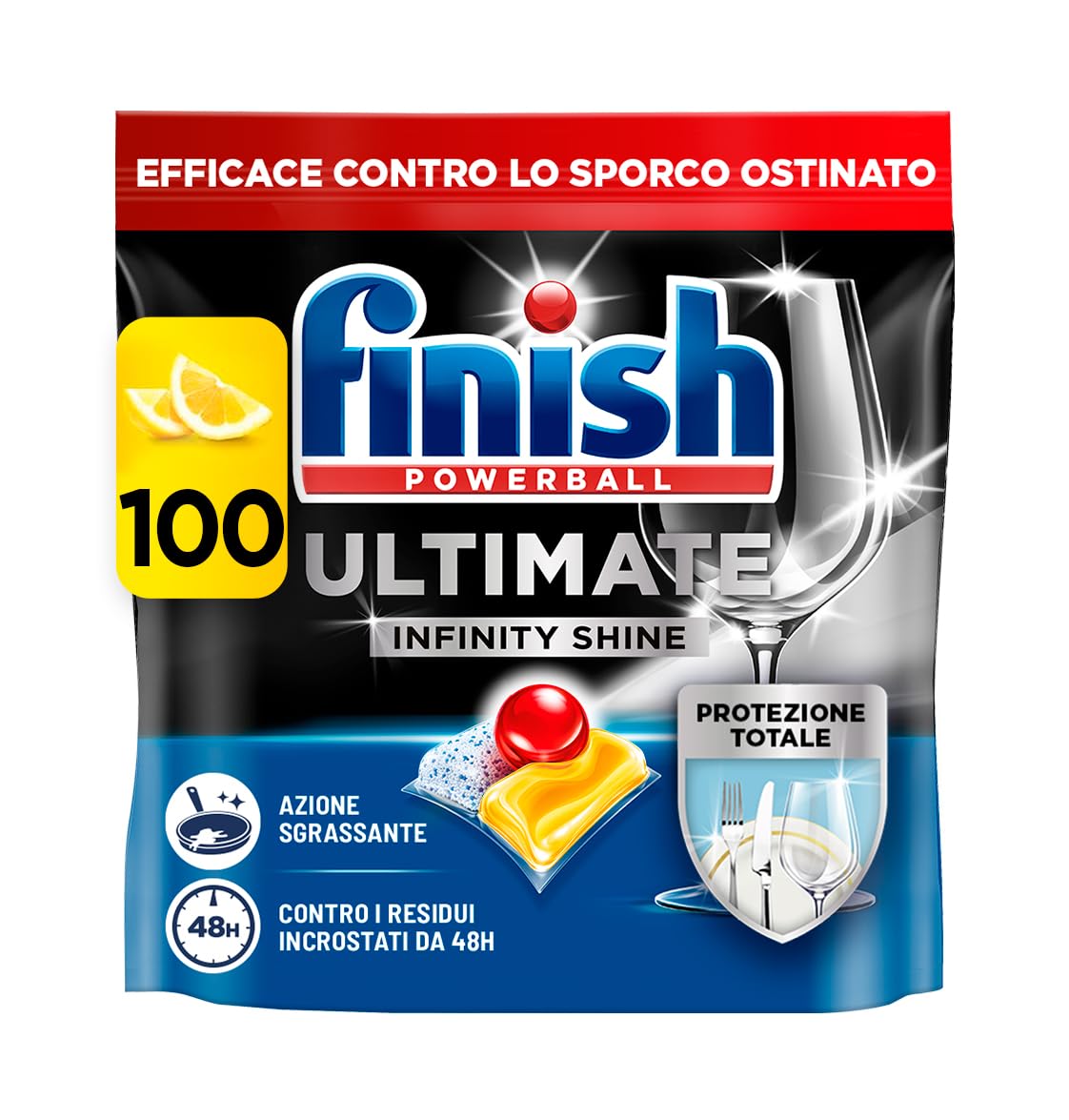 Finish Ultimate Shine Capsule Lavastoviglie Limone 100 pz