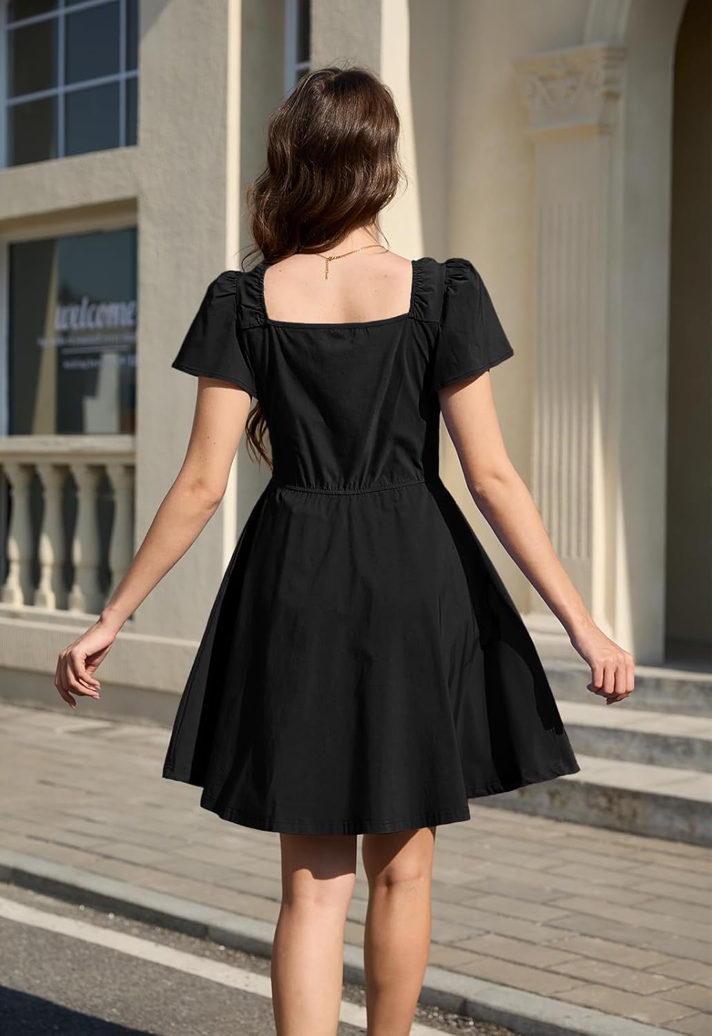 Jayscreate Women's Short Graduation Summer Dress Backless Pockets 2025 Ruched Waist Above Knee Wedding Guest Party Dress - Image 2