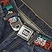 Crunchyroll Belt, Seatbelt Buckle Belt, Cowboy Bebop Spike and Faye Brick Pose and Logo Blues Reds, 30 to 44 Inches
