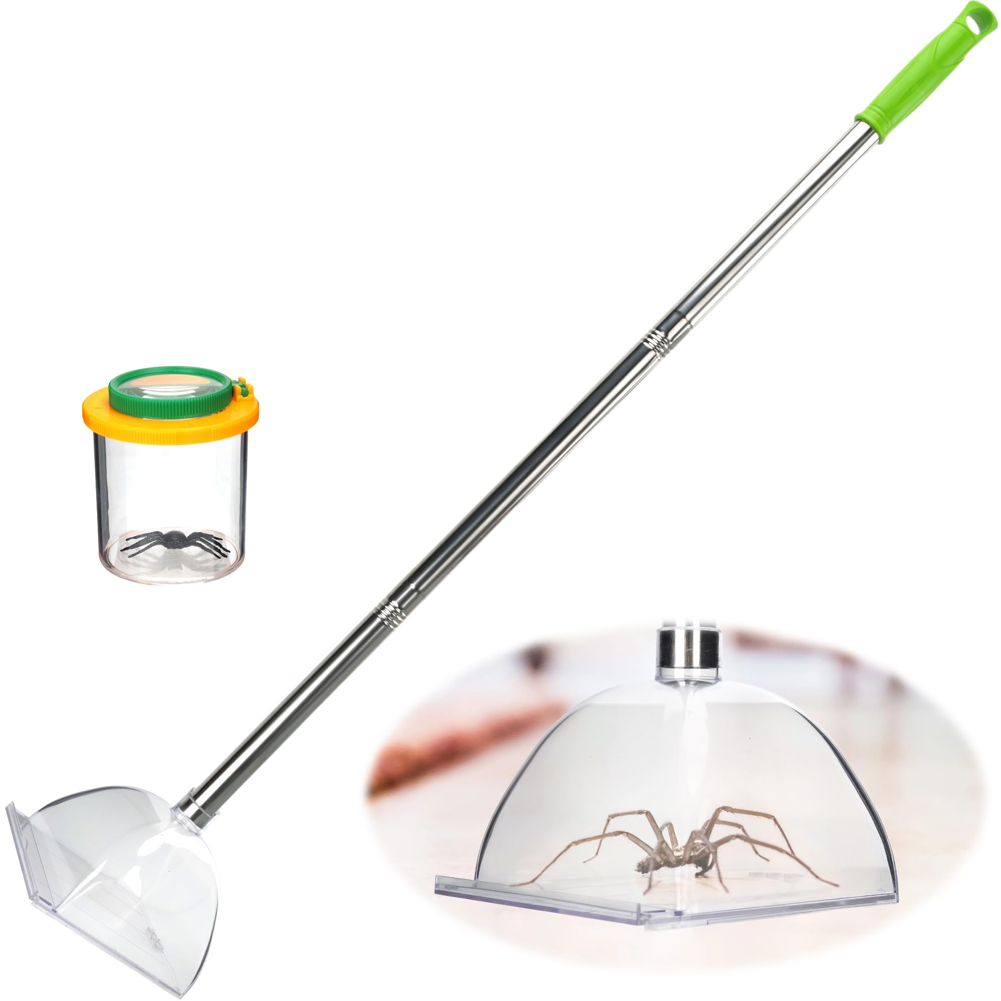 LURKA 35" Spider Catcher Insect Catcher, Humane Spider Collector with Long Handle, Easy Bug Catchers for Home,Grabber Tool for Removable to Release Spiders and Insects