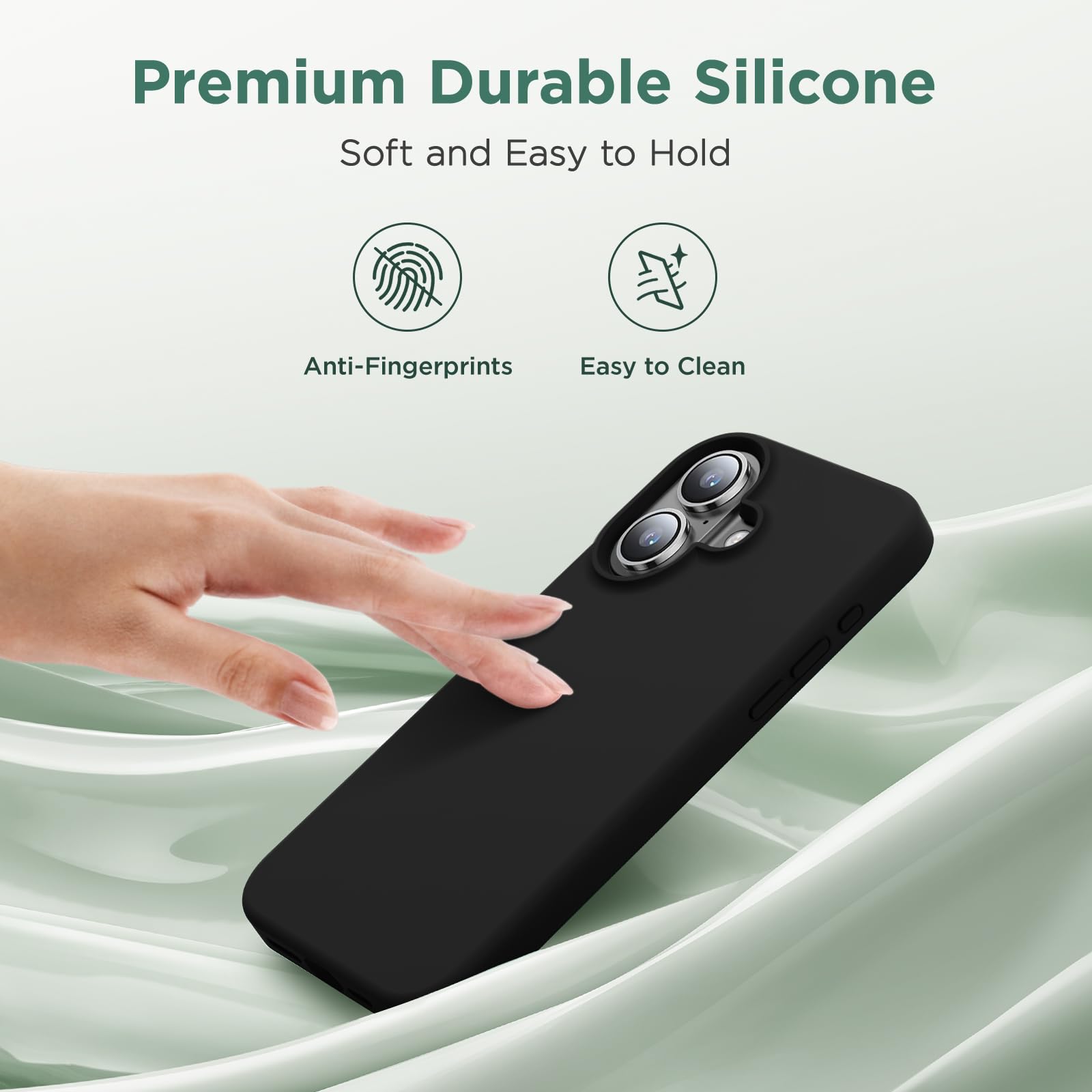 Cordking Schutzhülle für iPhone 16 Plus, Silikon, ultradünn, stoßfest, mit weichem kratzfestem Mikrofaserfutter, 17 cm (6,7 Zoll), Schwarz