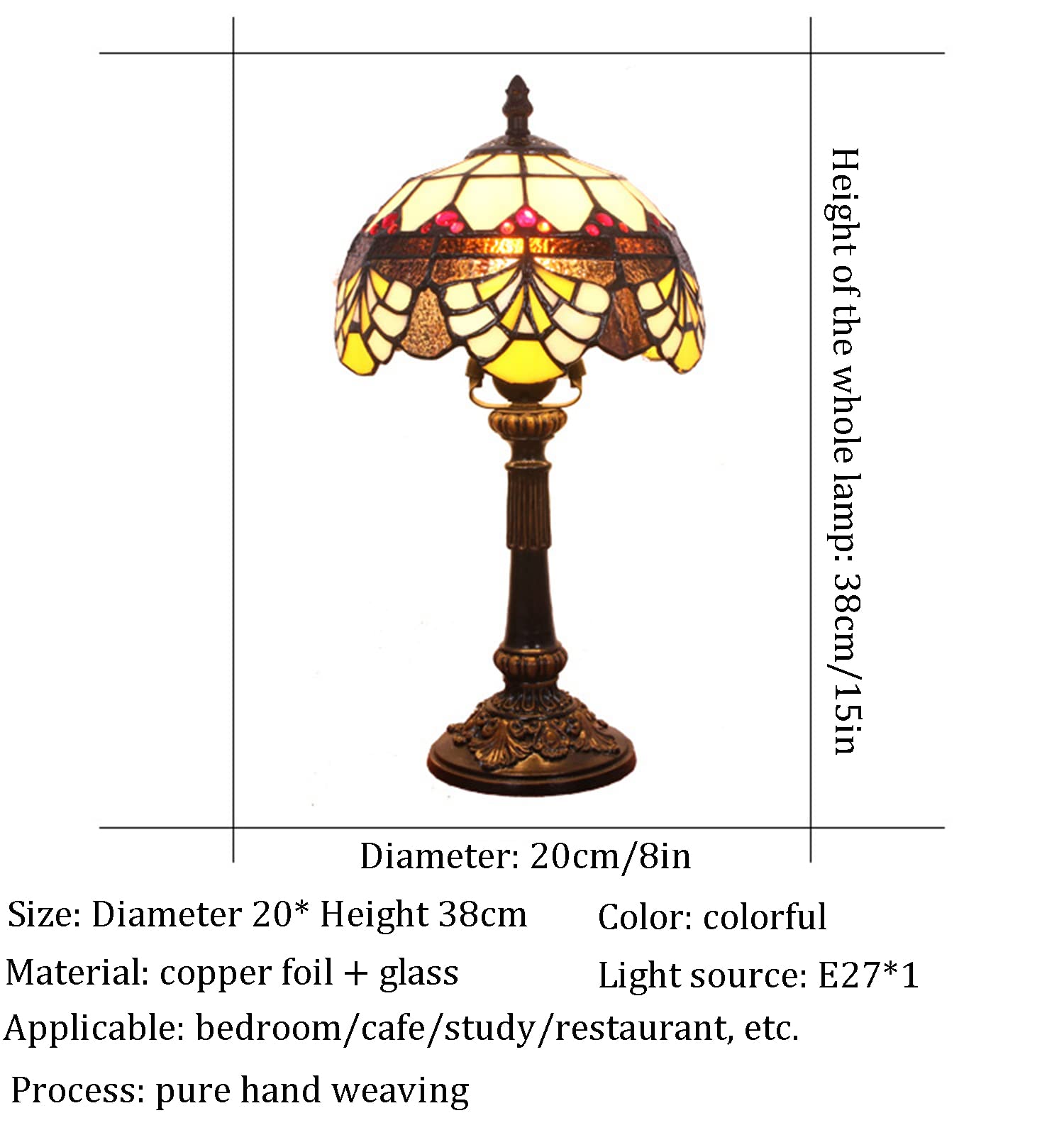 8 Cal RęCznie Klosz Do Lampy WitrażOwej Lampy StołOwe, Lampa Biurkowa W Stylu Tiffany, Europejski Retro Nastrojowy Salon Sypialnia Lampa StołOwa