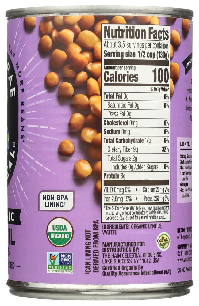 WESTBRAE NATURAL Organic Lentils, 15 OZ
