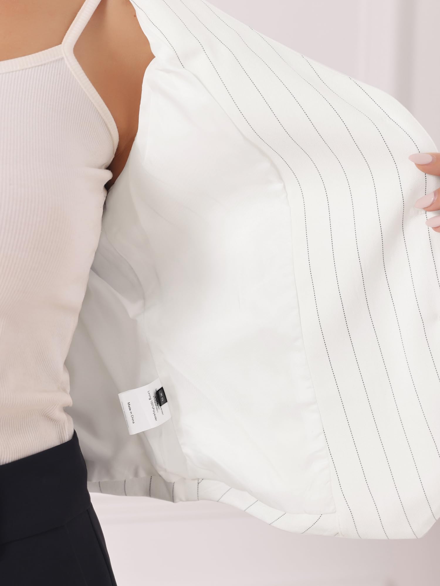 Allegra K Chaleco de Traje Mujer A Rayas Cuello En V Blazer Sin Mangas Con Botones