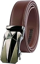 Genuine Cow Leather Belts With Automatic Ratchet Buckle,Classic and Retro Fashion Designs
