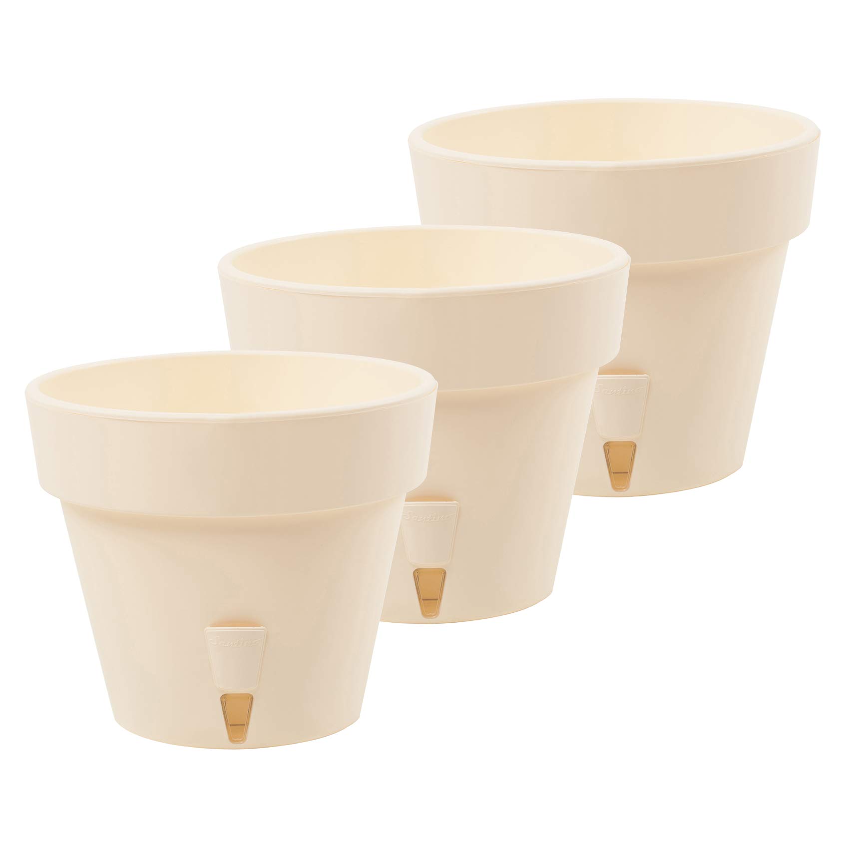 DECOPOTS - 3 Stück - Selbstbewässernder Übertopf - Höhe 23,4 cm - Blumentopf mit unterer Bewässerungsstufenanzeige für alle Zimmerpflanzen, Blumen, Kräuter (Durchmesser 23,4 cm, Creme)