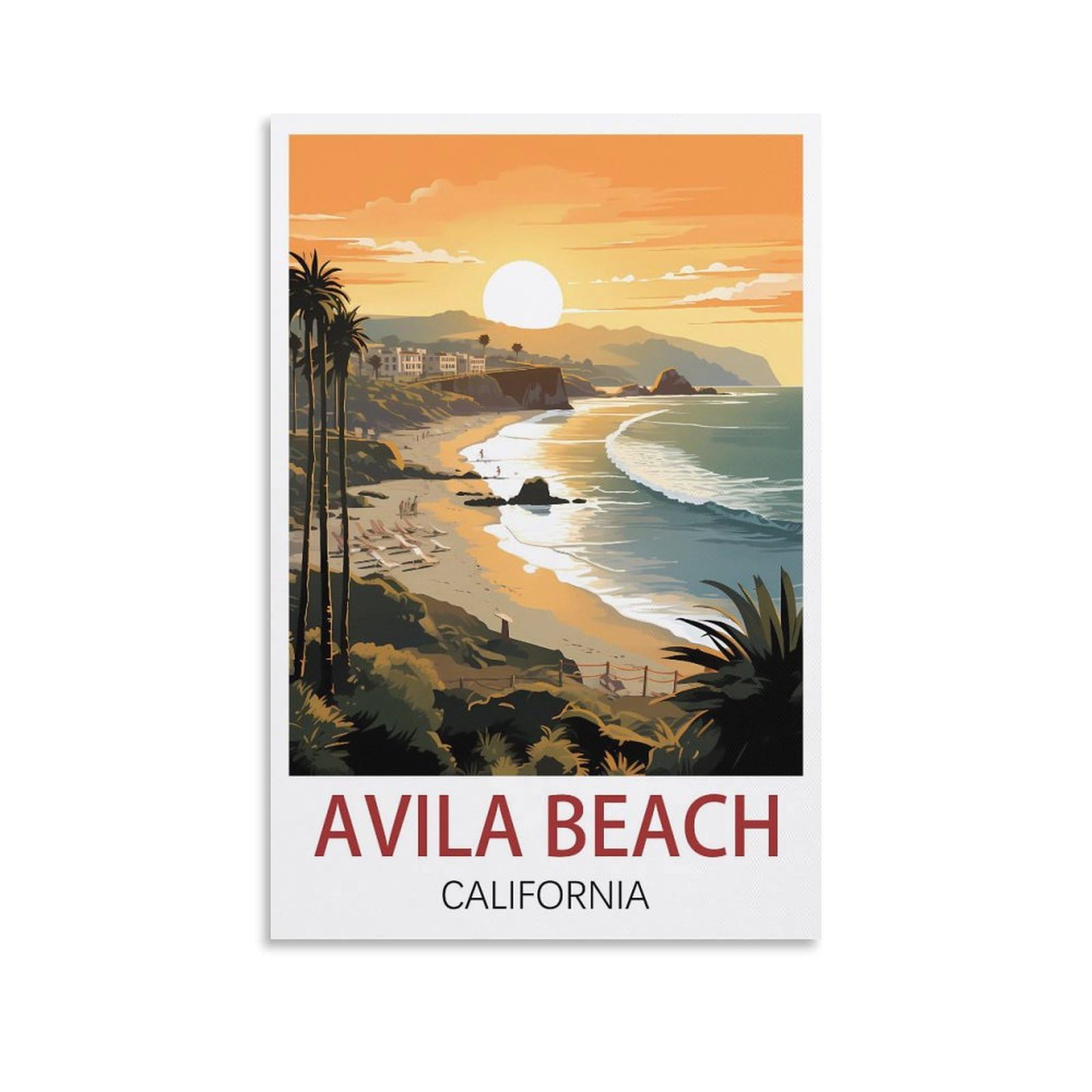 EZMLFA 5D Diamond Art Kits for Beginner,Avila Beach California Crystal Rhinestone Embroidery Craft Kits for Home Wall Decor Gifts, 30x40cm