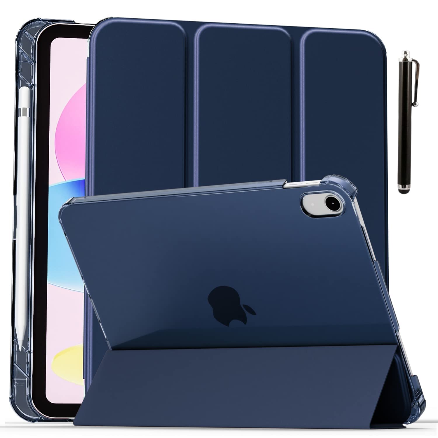 ProElite Smart Flip Case Cover for Apple iPad 10th Gen 2022 with Translucent Back & Pencil Holder, (with Stylus), Dark Blue (B0BP782HT3) Amazon Price History, Amazon Price Tracker