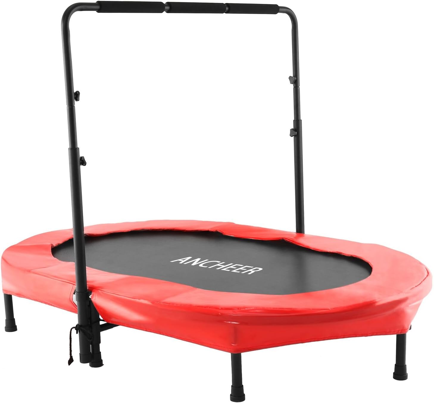 ANCHEER56" Double Kids Trampoline with Adjustable Handlebar, 220lbs Capacity - Indoor/Outdoor Foldable Jumper for 2+ Users (ASTM Certified)