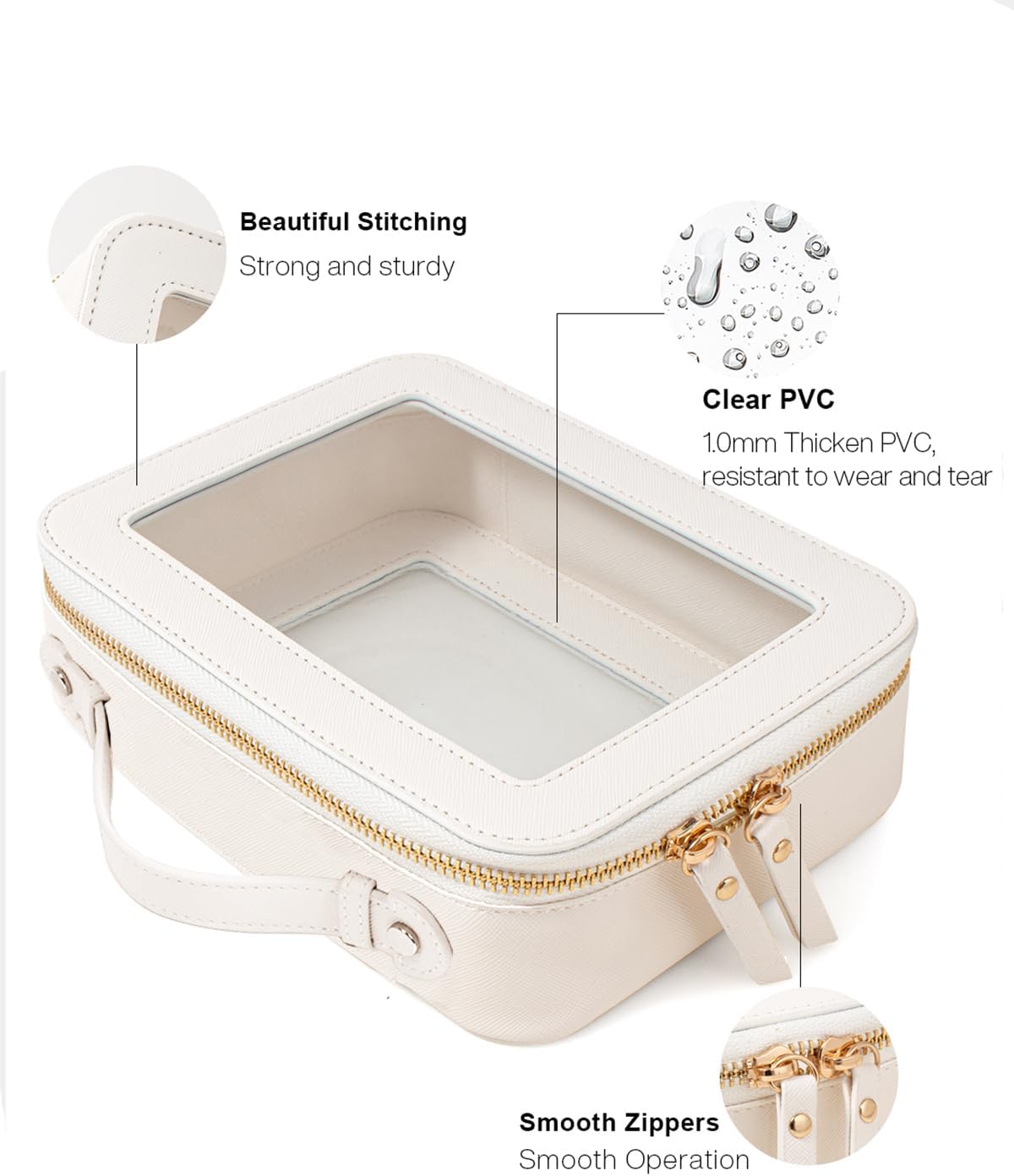 Travel Clear Makeup Bag Set, TSA Approved Cosmetic Bag Case with Zipper Portable Makeup Pouch Toiletry Bag Traveling Cosmetic Organizer Storage Bag Car Organizer Car Essentials - Image 4