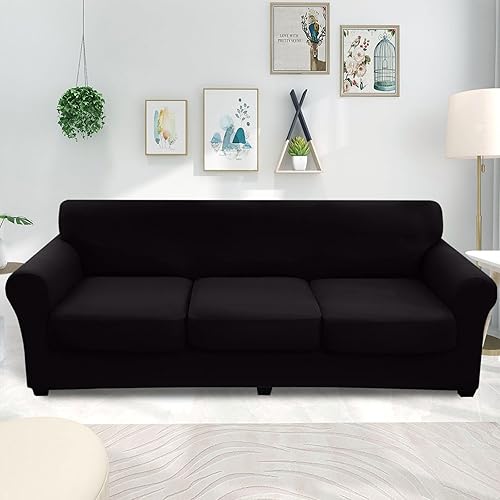 Miniatura 2 de hyha Fundas de sofá de 4 piezas para sofá de 3 cojines, fundas de sofá suaves y lavables, fundas de sofá elásticas para perros, protector de muebles