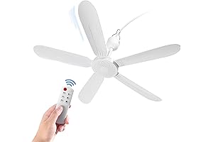 28-Inch Indoor/Outdoor Battery-Powered Ceiling Fan with Remote Control