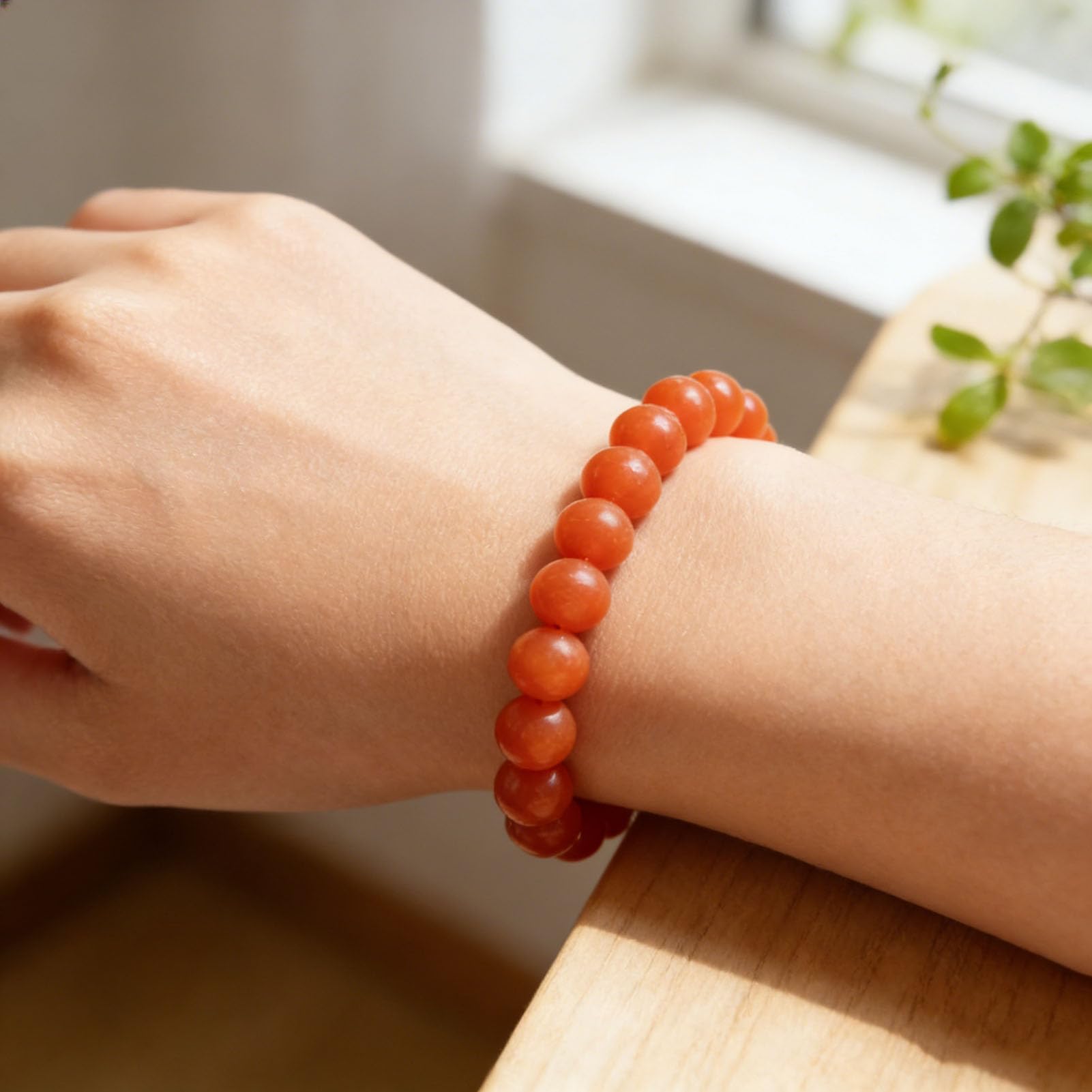 Bracciale in Agata Nanhong di Cristallo curativo Naturale, con Pietre preziose Rosse, Gioielli con Perline per vitalità e Fiducia, Regalo Elastico Elasticizzato per Donne e Uomini,9MM
