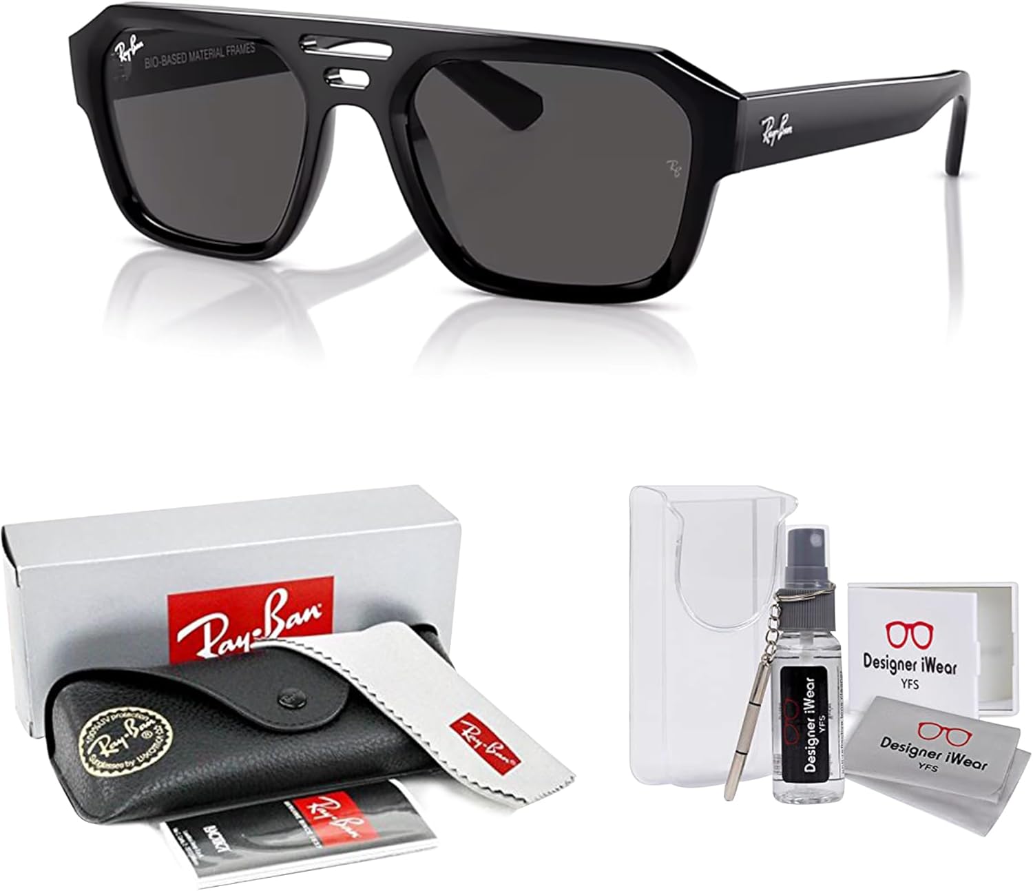 Ray-Ban Corrigan RB4397 Square Sunglasses for Men for Women +BUNDLE with ACCESSORY EYEWEAR KIT - Image 2
