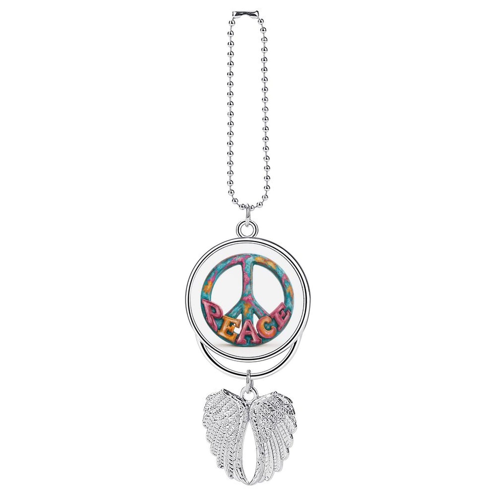 Large Peace Sign with Big Bold Letters Peace Car Hanging Pendant Car Interior Decoration Rearview Mirror Charms Ornaments