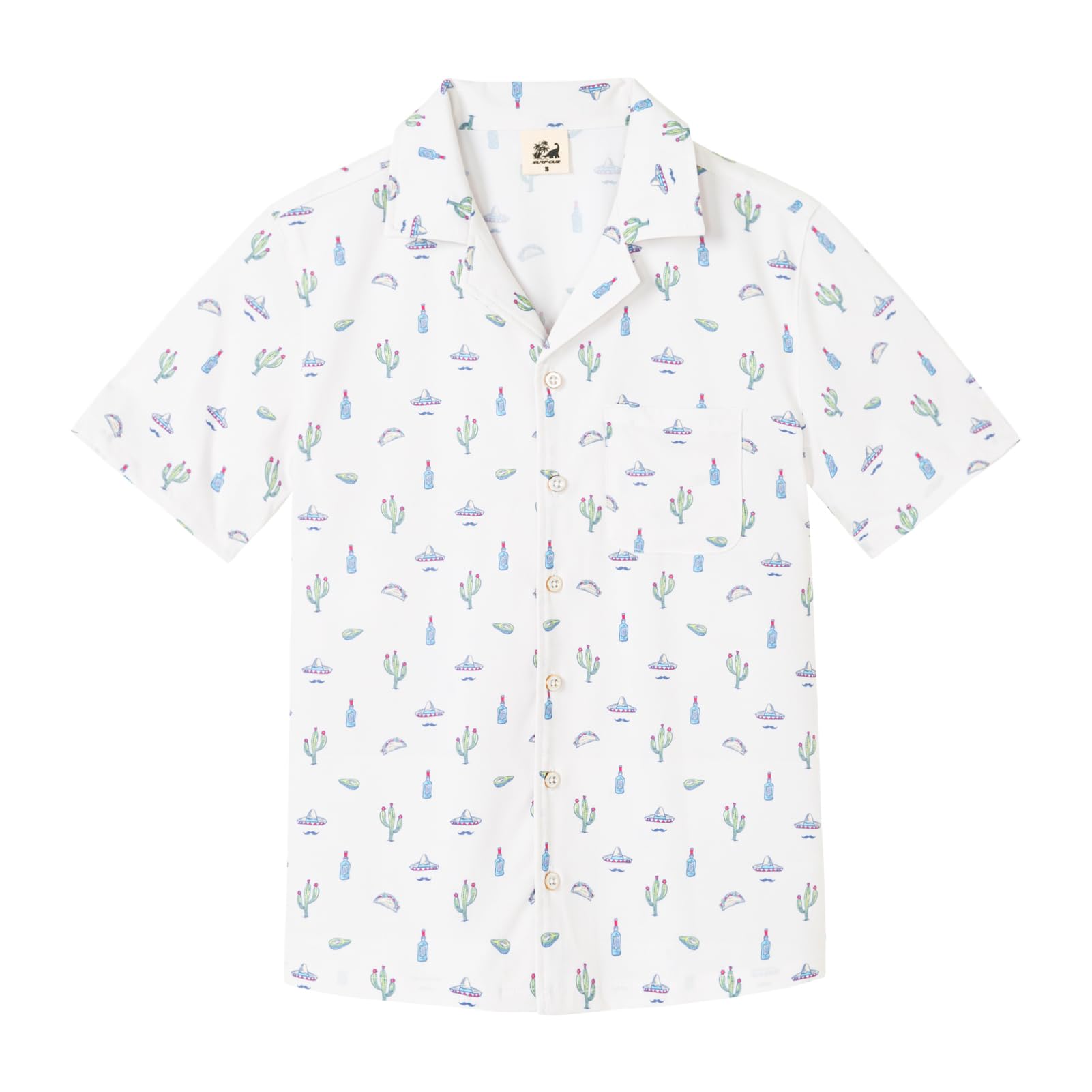 SURF CUZ Boys Hawaiian Shirt Button Down Shirt Toddler to Big Kid Short Sleeve Funny Vacation