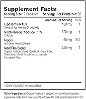 Vista 3 de Suplemento liposomal NAD Nicotinamida Adenina Dinucleótido con precursores NAD nicotinamida ribósido (NR) y niacina Suplemento vegano