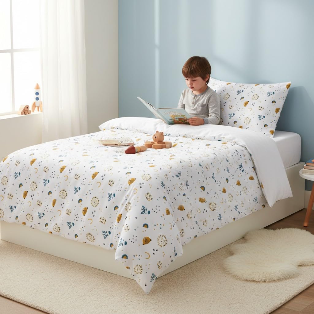 various Set copripiumino double-face per neonati 60 x 120 cm, 100% cotone, con copripiumino e federa. Set copripiumino 100 x 135 cm con federa 60 x 40 cm (Zabra)