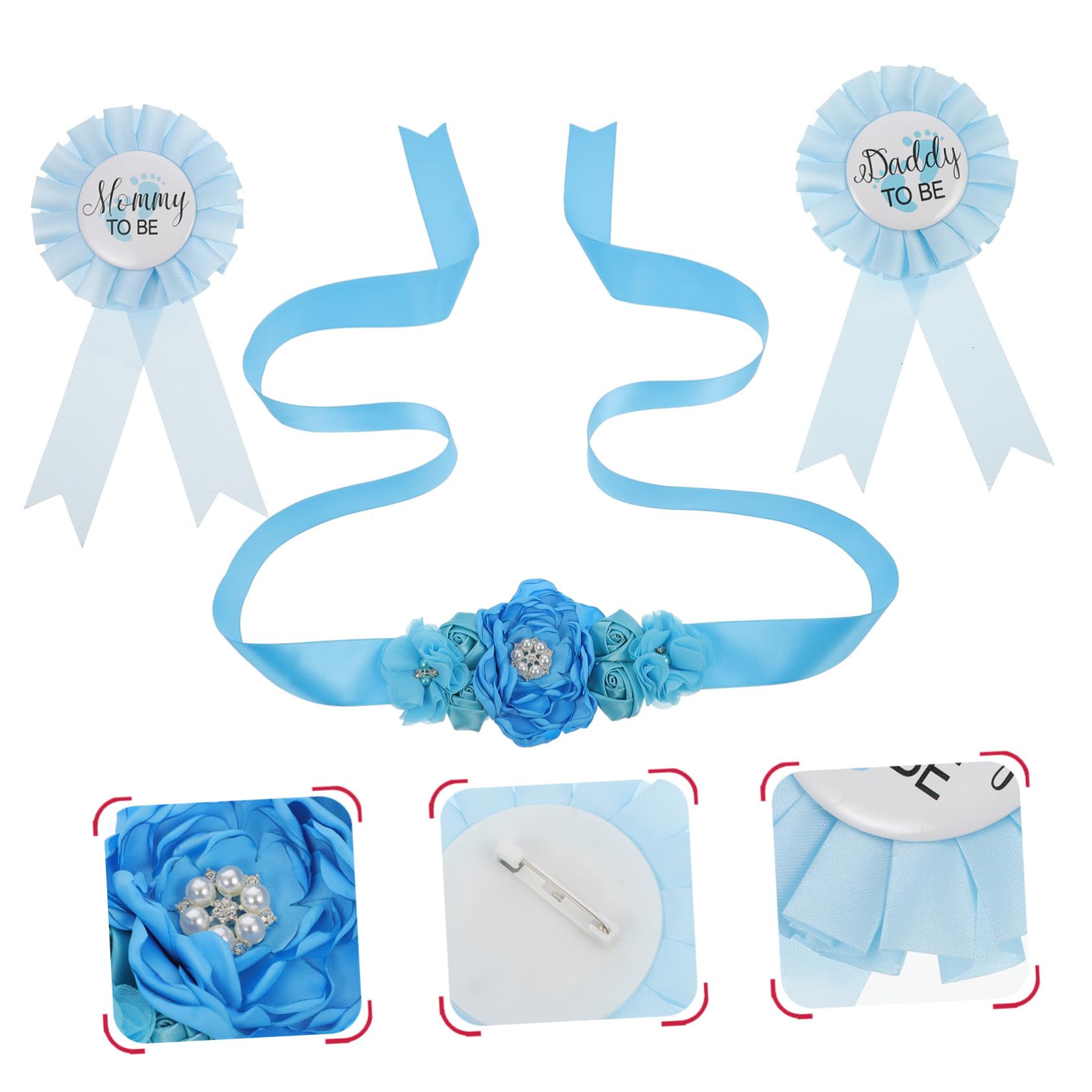 Beatifufu Maternity Belly Belt Corsage Pin Set 3pcs Pregnancy Sash for Mom to Be