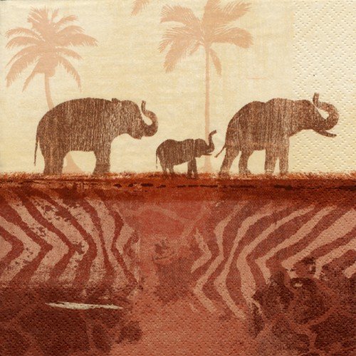 Preisvergleich Produktbild 20 Servietten Elefanten-Marsch / Tiere / Afrika 33x33cm