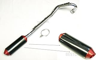 CNC Red (Tip) and Black 38mm Exhaust Muffler Silencer Pipe and Clamp Set for 125cc 140cc 150cc 160 Lifan Yx Stomp SDG Pit Dirt Bikes