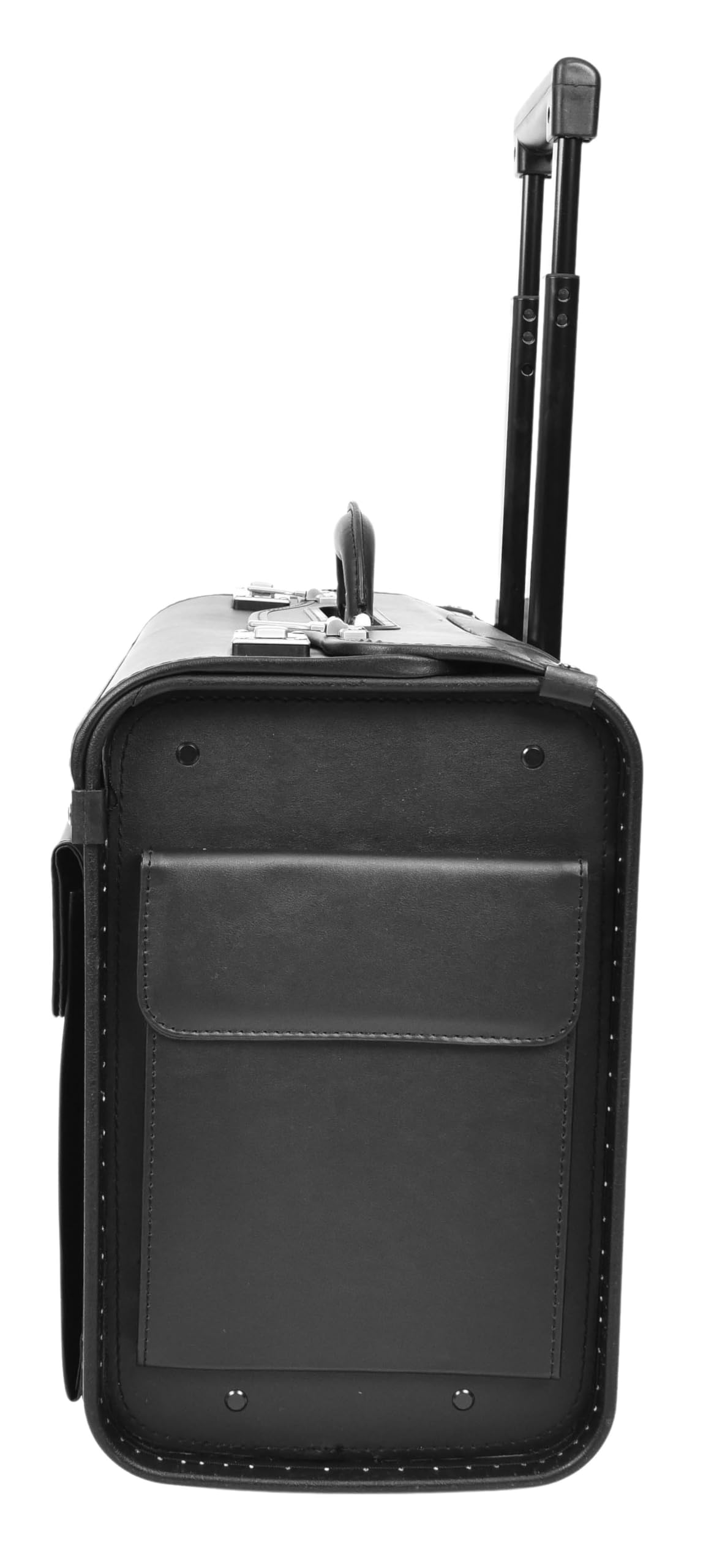 Custodia da pilota in pelle con ruote, borsa da viaggio per laptop Business Executive Black Titan, Nero , L, Cabina Flight Case