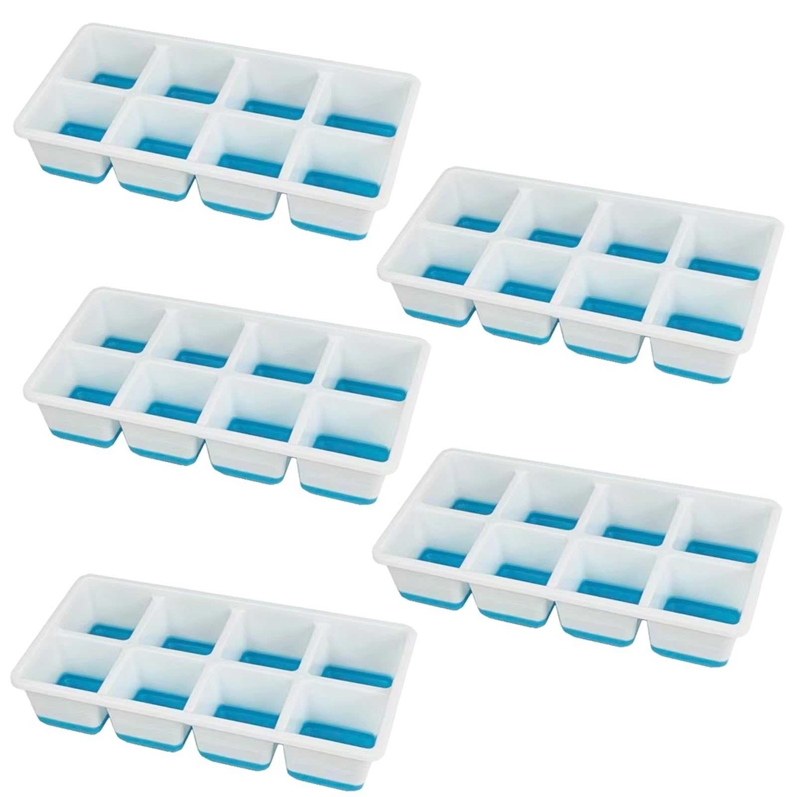 Bandeja de silicona para cubitos de hielo con tapa, bandejas apilables cubiertas para congelador, molde de hielo inferior suave de fácil liberación con tapa a prueba de fugas, bandeja flexible sin