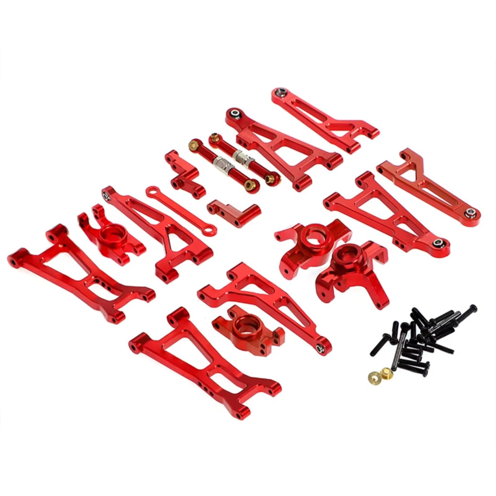 JVRWSC Compatible With MJX For Hyper Go 16207 16208 16209 16210 H16 Rc Car Accessories Parts Metal Front Lower Arms Swimg Linkage Block RC Repair Parts(Red)