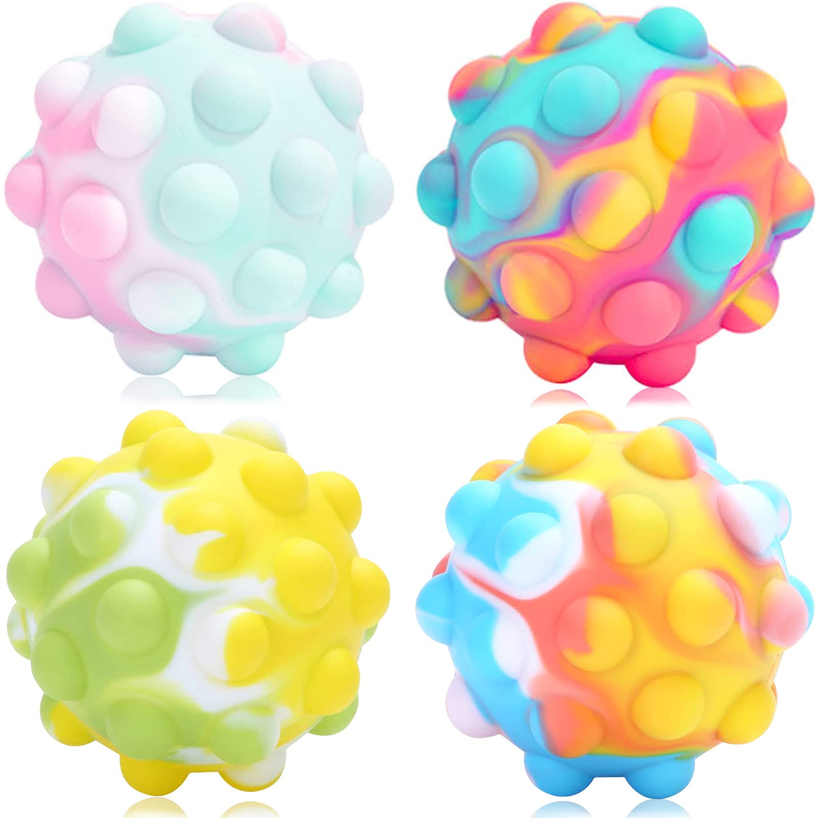 Rapean TABL (4 Pcs) Pop It Ball Fidget Toys，Easter Basket Stuffers Stretchy Balls Anxiety Relief Fingertip Toy Early Education Brain Development Toy for Kids and Adults