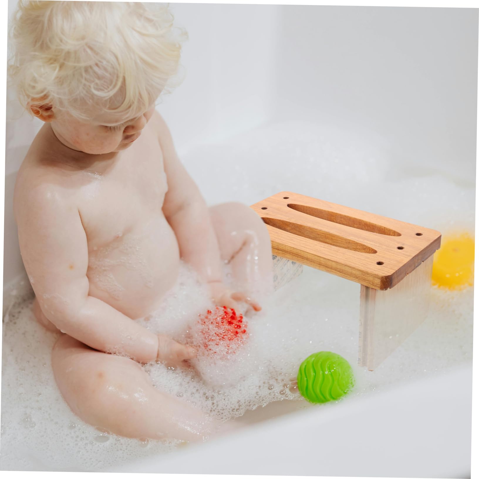 Cabilock Taburete de Baño Infantil de Madera, Compacto y Resistente, Superficie Lisa y Cómoda para Sentarse, Adecuado para Baño y Uso Diario