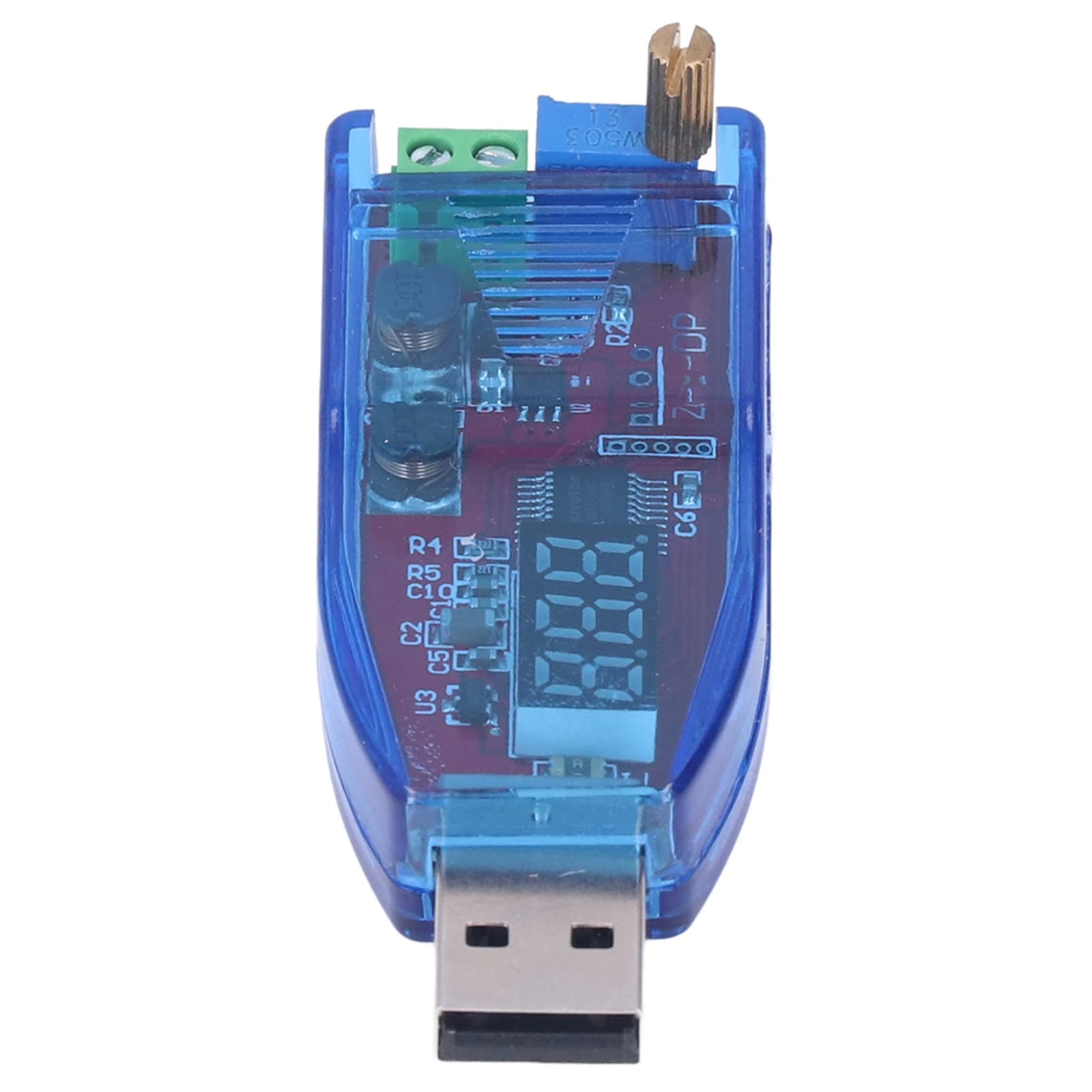 – USB Adjustable Power Supply Module DC-DC Boost Converter, ABS Transparent Blue Box/Cover, Manual Potentiometer Control for 3.3V 9V 12V 24V Output, Ideal for Electronics Projects