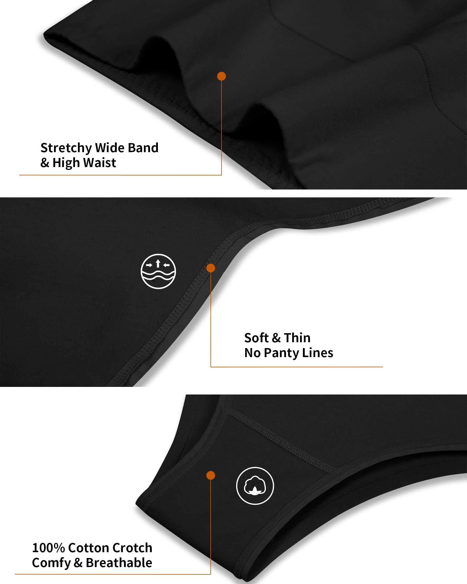 ASIMOON Ropa interior de bikini de cintura alta para mujer, bragas de algodón con control de abdomen, suaves, elásticas, sin rollitos, paquete múltiple
