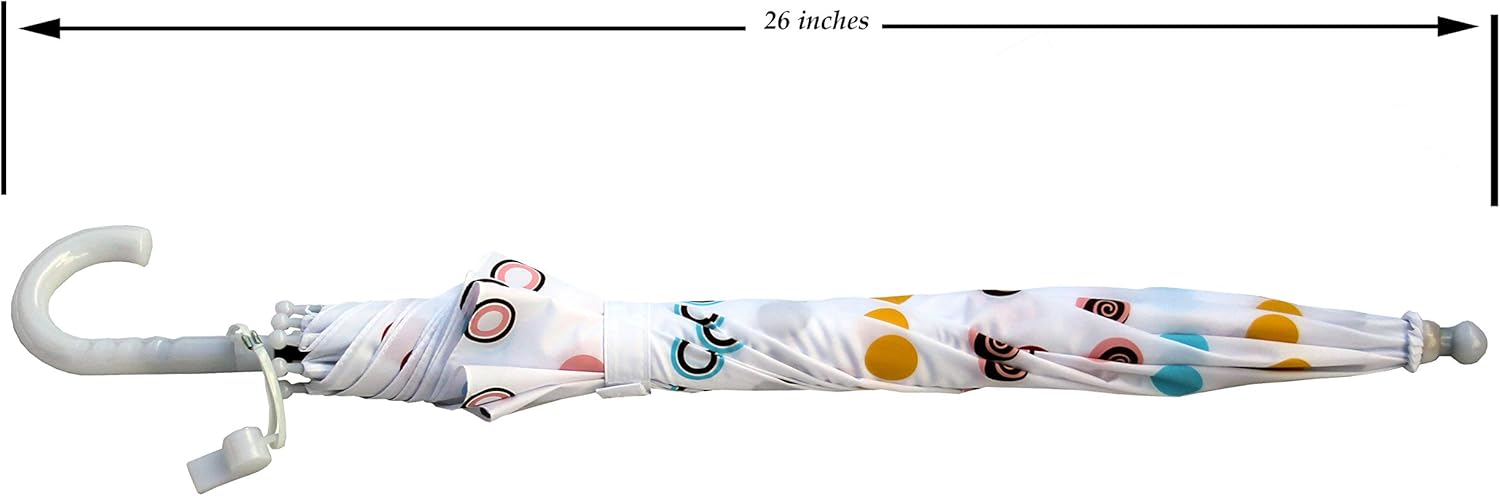 Foxfire for Kids Solid Pattern Umbrella White with Pastel Polka Dots
