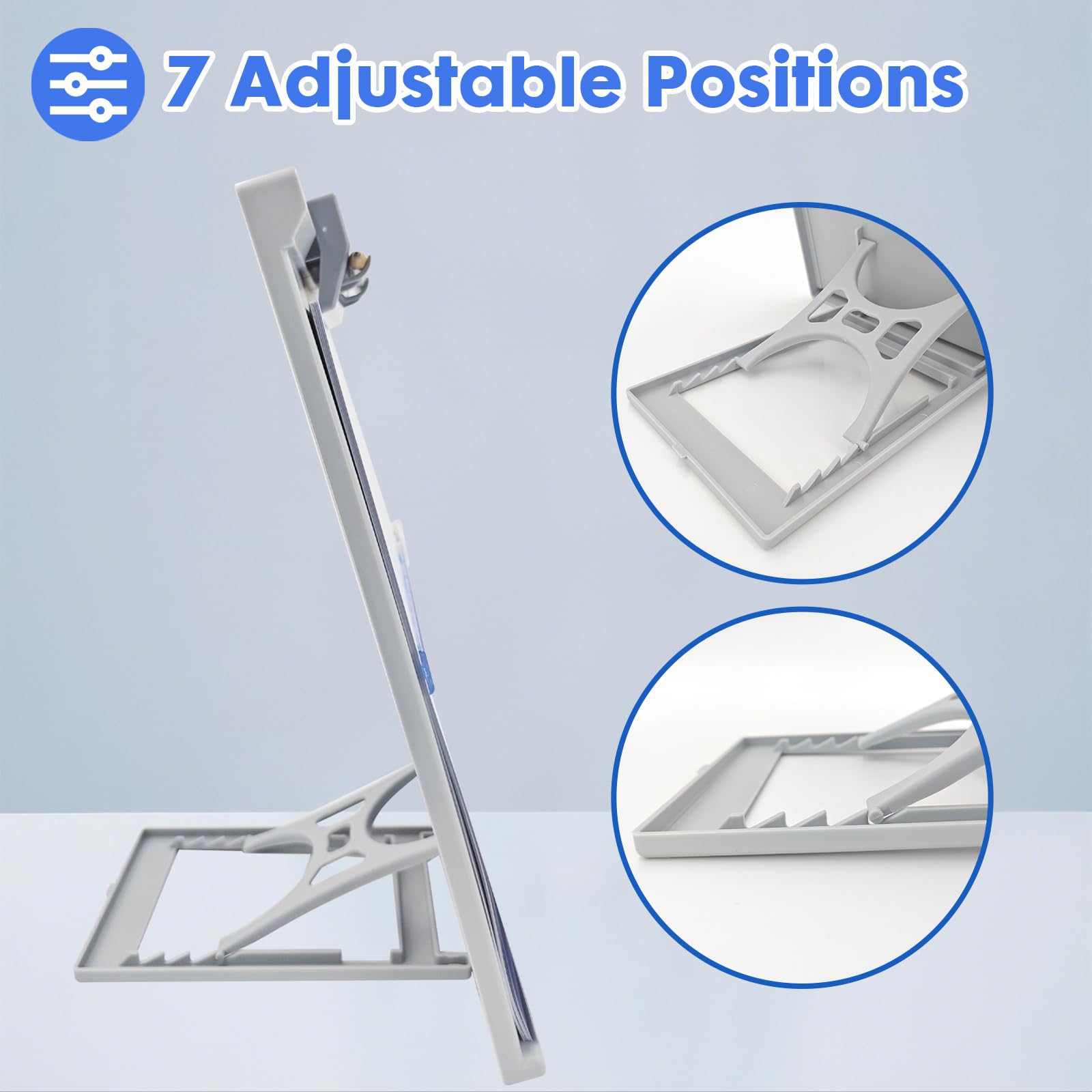 Powerking Supporto per documenti portatile da tavolo A4 4 posizioni angolari regolabili grigio