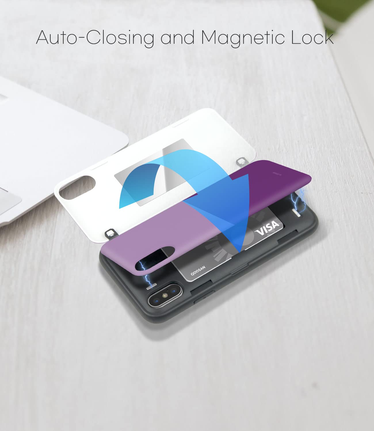 Qoosan iPhone Xs Max Case with Card Holder Wallet Mirror Slim