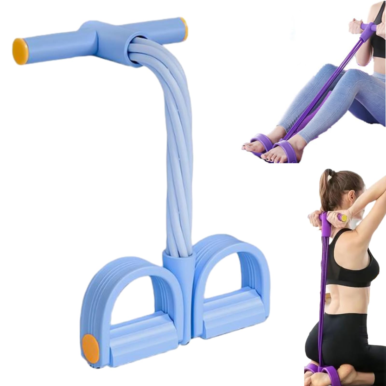 2026 Latest 8-Tube Pedal Resistance Device, Foot Pedal Resistance Bands with Handle, Sit up Exercise Equipment for Home, Unisex (Blue)