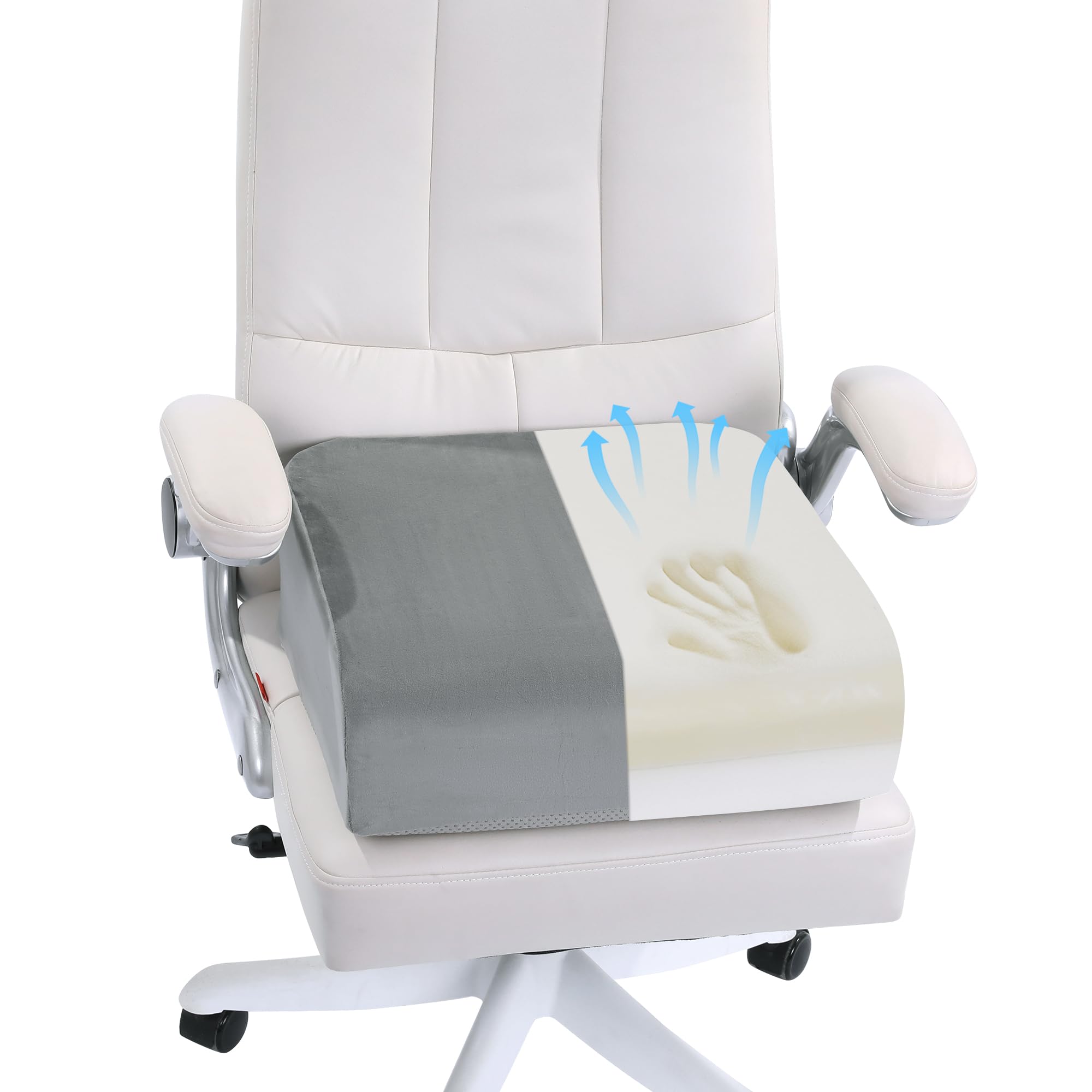 HOMBYS Extra Thick 6 in Seat Cushions for Office Chair,Adult Booster Seat for Car,Memory Foam Car Cushion for Height,Chair Cushions for Elderly Wheelchair,Desk Chair Seat Cushion(Dark Grey)