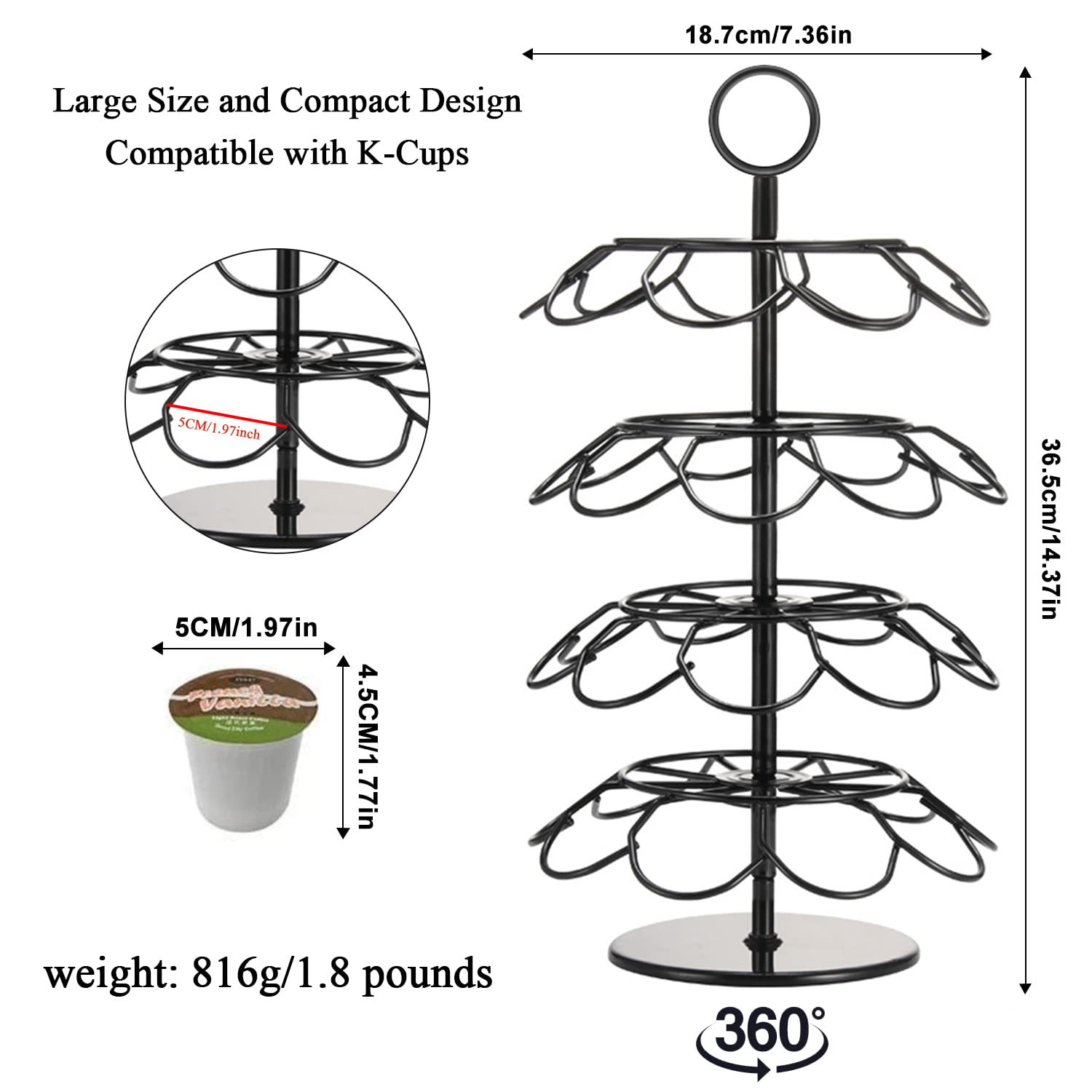 Kaffeekapselhalter, kompatibel mit 36 Tassenkapseln