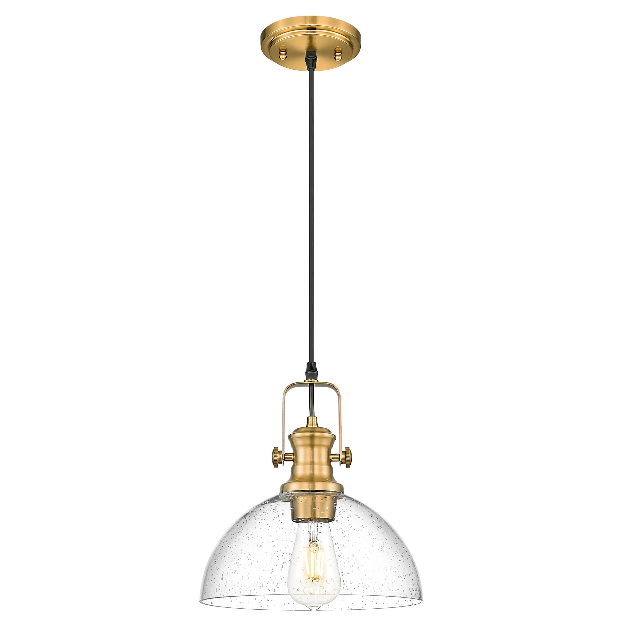 Photo 1 of Audickic 10.5" Gold Pendant Lights Kitchen Island, Seeded Glass Shade