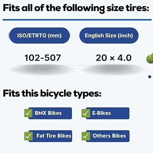 Miniatura 6 de Corki Cycles - Tubo de neumático grueso de 20 x 3.0 pulgadas, 20 x 3.5 pulgadas, 20 x 4.0 pulgadas con válvula Schrader de 1.260 in, tubos