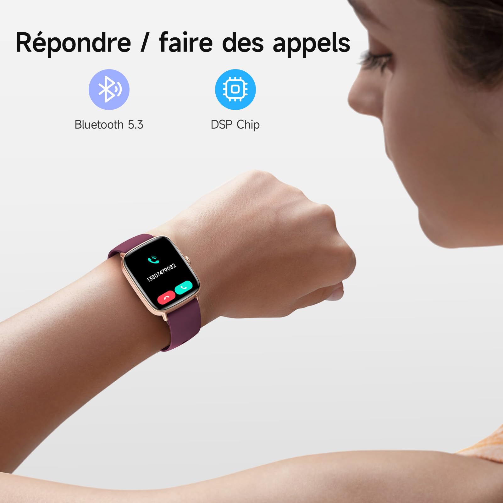Montre Connectée Homme Femme,1.85" Smartwatch Femme avec Appel Bluetooth,Montre Intelligente pour iOS/Samsung/Android,120+ Modes Sport/Fréquence Cardiaque/Sommeil/SpO2,étanche IP68 Fitness Podomètre