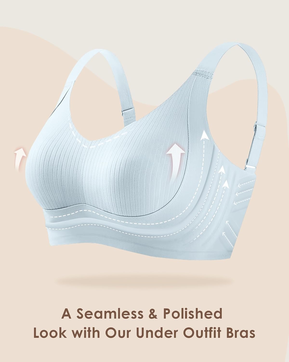 Wireless Bra for Women Support and Lift No Underwire Full Coverage Soft Comfort Regular Plus Size Bras - Image 6